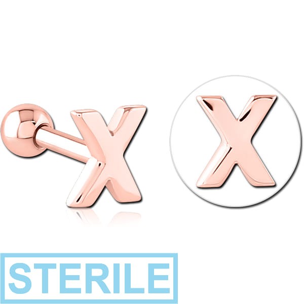 STERILE ROSE GOLD PVD COATED SURGICAL STEEL TRAGUS MICRO BARBELL - X