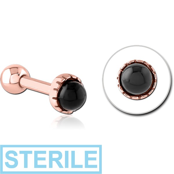 STERILE ROSE GOLD PVD COATED SURGICAL STEEL JEWELLED TRAGUS MICRO BARBELL