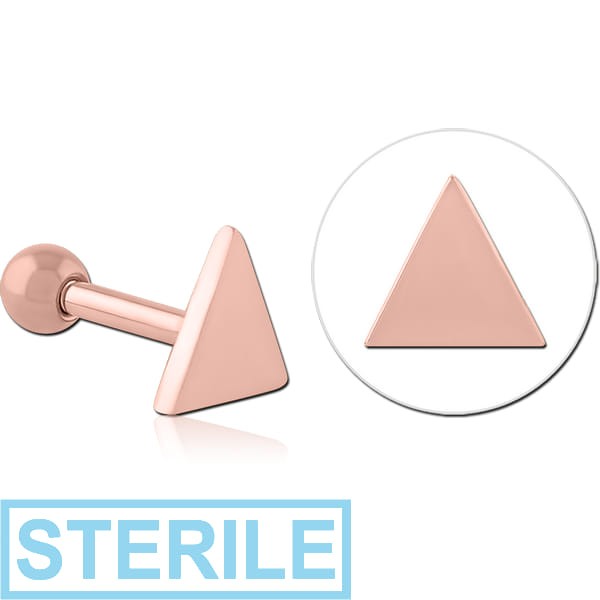 STERILE ROSE GOLD PVD COATED SURGICAL STEEL TRAGUS MICRO BARBELL - TRIANGLE
