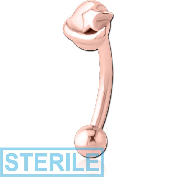 STERILE ROSE GOLD PVD COATED SURGICAL STEEL FANCY CURVED MICRO BARBELL - EYE STAR
