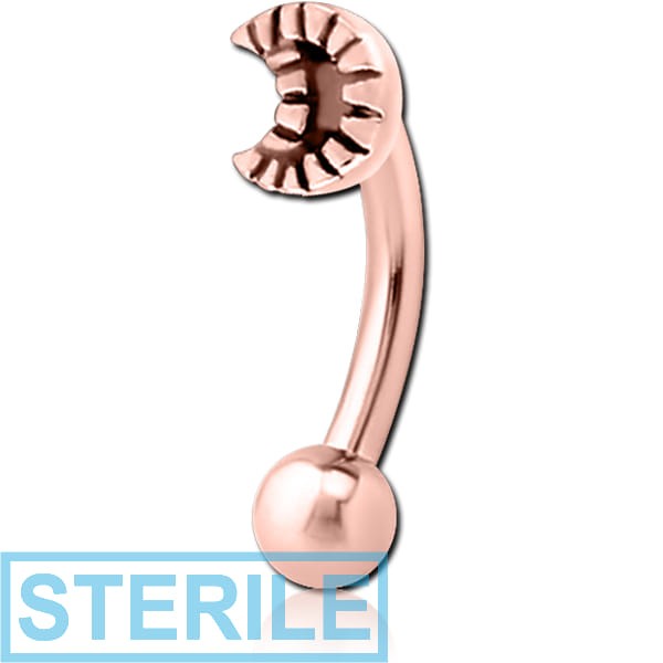 STERILE ROSE GOLD PVD COATED SURGICAL STEEL FANCY CURVED MICRO BARBELL - CRESCENT