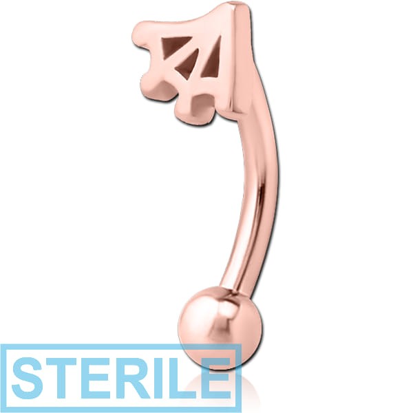 STERILE ROSE GOLD PVD COATED SURGICAL STEEL FANCY CURVED MICRO BARBELL - WEB