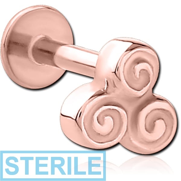 STERILE ROSE GOLD PVD COATED SURGICAL STEEL MICRO LABRET WITH ATTACHMENT - TRISQUEL