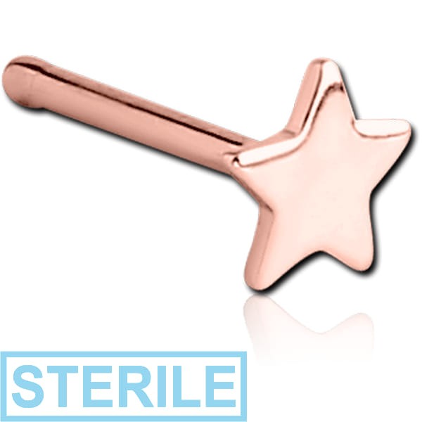 STERILE ROSE GOLD PVD COATED SURGICAL STEEL STAR NOSE BONE
