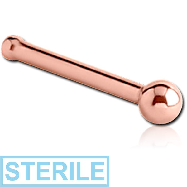 STERILE ROSE GOLD PVD COATED SURGICAL STEEL BALL NOSE BONE