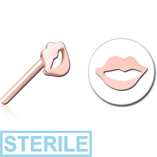 STERILE ROSE GOLD PVD COATED SURGICAL STEEL THREADLESS ATTACHMENT - LIPS