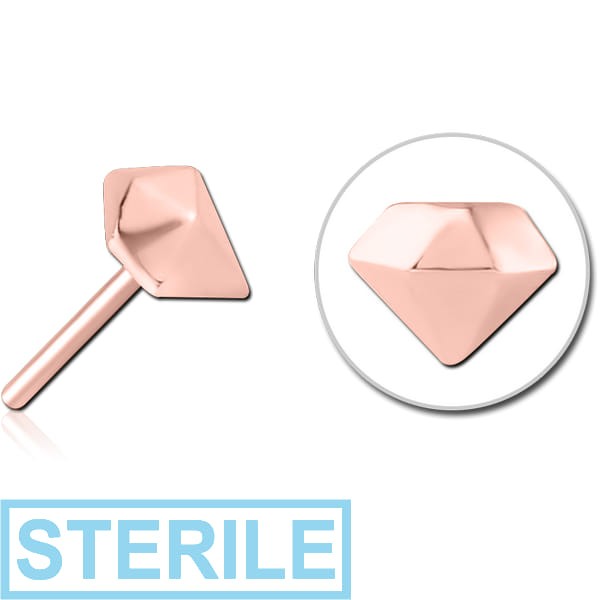 STERILE ROSE GOLD PVD COATED SURGICAL STEEL THREADLESS ATTACHMENT - DIAMOND