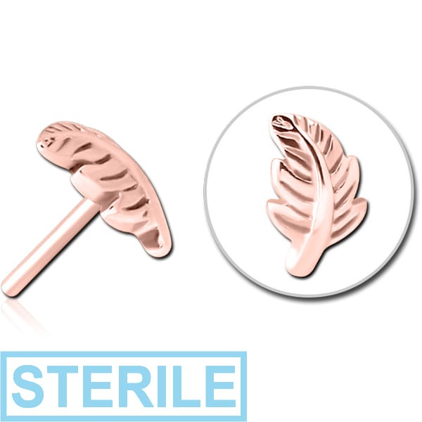STERILE ROSE GOLD PVD COATED SURGICAL STEEL THREADLESS ATTACHMENT - LEAF