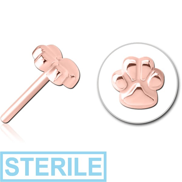 STERILE ROSE GOLD PVD COATED SURGICAL STEEL THREADLESS ATTACHMENT - PAW