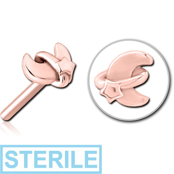 STERILE ROSE GOLD PVD COATED SURGICAL STEEL THREADLESS ATTACHMENT - ANNULAR ECLIPSE AND STAR