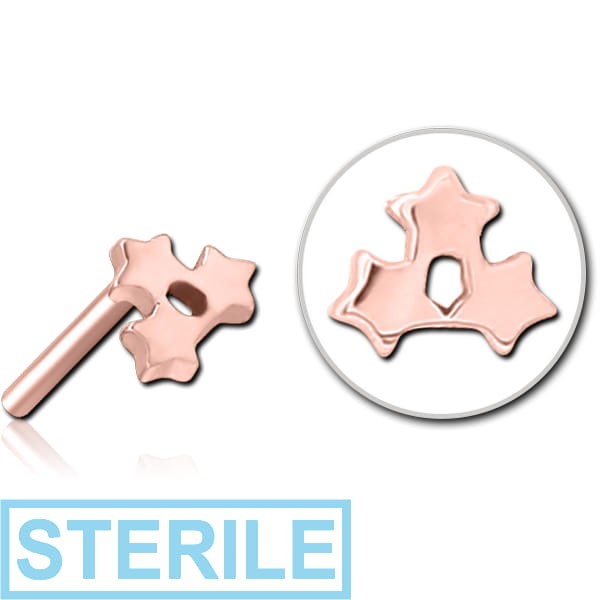 STERILE ROSE GOLD PVD COATED SURGICAL STEEL THREADLESS ATTACHMENT - TRIPLE STAR