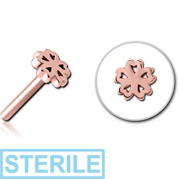 STERILE ROSE GOLD PVD COATED SURGICAL STEEL THREADLESS ATTACHMENT - CLOVER