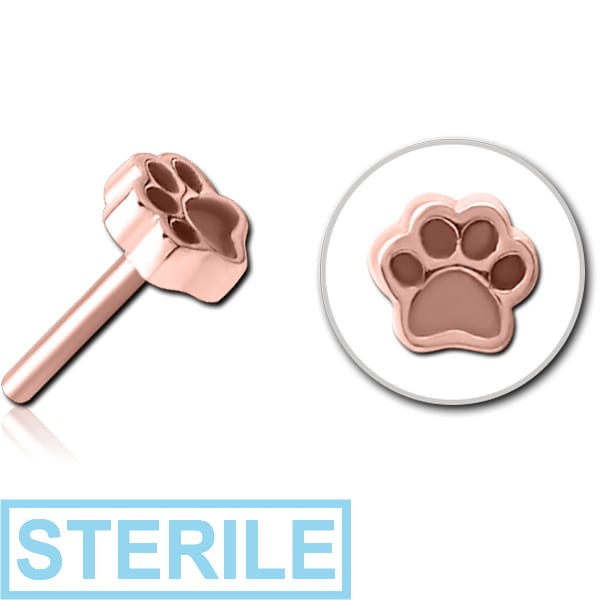 STERILE ROSE GOLD PVD COATED SURGICAL STEEL THREADLESS ATTACHMENT - ANIMAL PAW INDENT