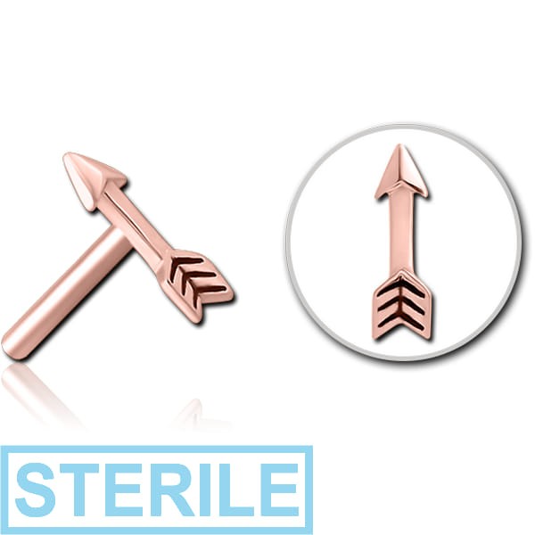 STERILE ROSE GOLD PVD COATED SURGICAL STEEL THREADLESS ATTACHMENT - ARROW