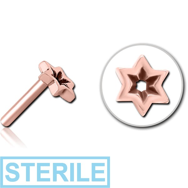 STERILE ROSE GOLD PVD COATED SURGICAL STEEL THREADLESS ATTACHMENT - STAR INDENT