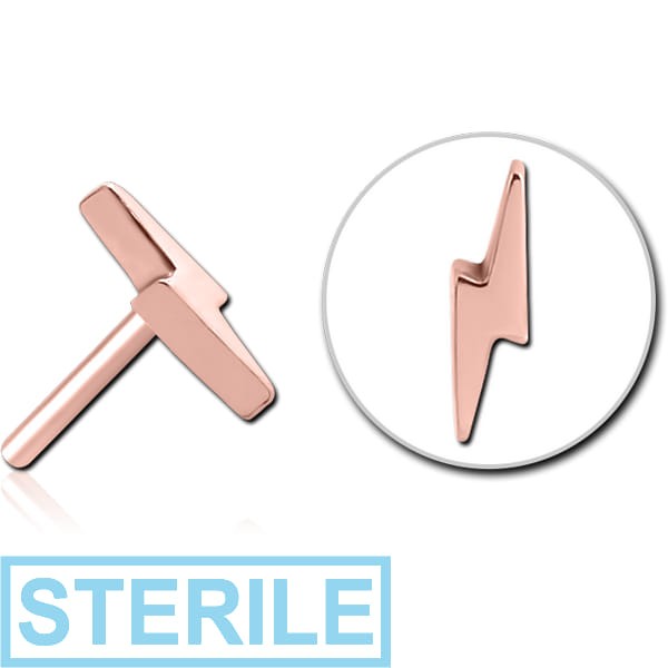STERILE ROSE GOLD PVD COATED SURGICAL STEEL THREADLESS ATTACHMENT - LIGHTNING