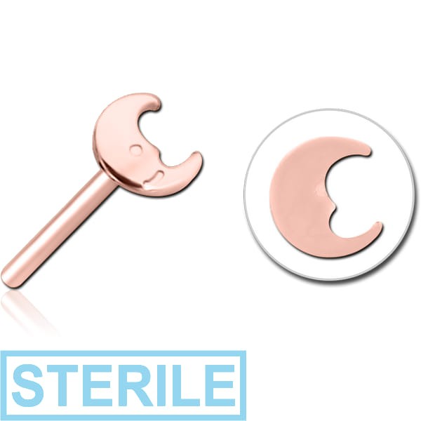 STERILE ROSE GOLD PVD COATED SURGICAL STEEL THREADLESS ATTACHMENT - MOON
