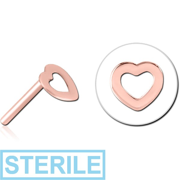 STERILE ROSE GOLD PVD COATED SURGICAL STEEL THREADLESS ATTACHMENT - HEART