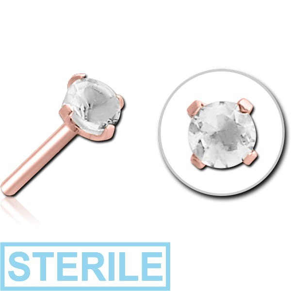 STERILE ROSE GOLD PVD COATED SURGICAL STEEL JEWELLED THREADLESS ATTACHMENT - ROUND