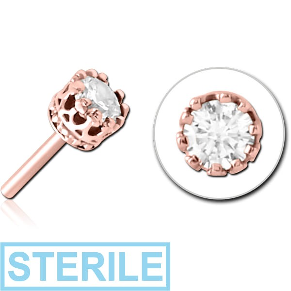STERILE ROSE GOLD PVD COATED SURGICAL STEEL JEWELLED THREADLESS ATTACHMENT - CROWN