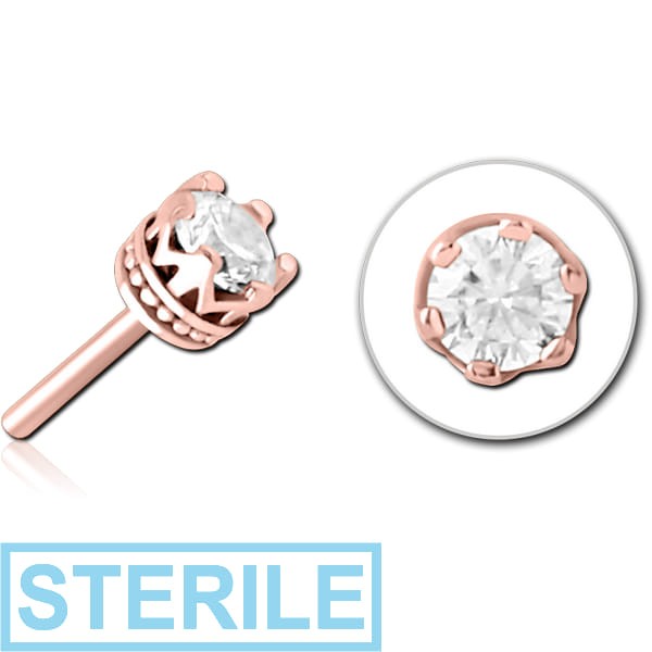 STERILE ROSE GOLD PVD COATED SURGICAL STEEL JEWELLED THREADLESS ATTACHMENT - CROWN