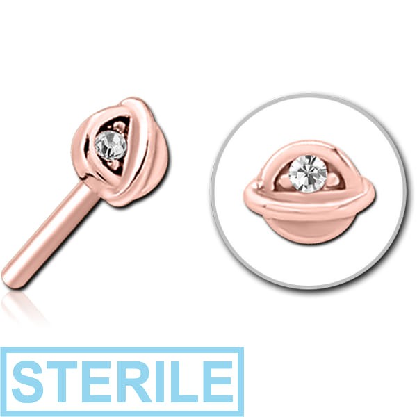 STERILE ROSE GOLD PVD COATED SURGICAL STEEL JEWELLED THREADLESS ATTACHMENT - HALF OPEN EYE