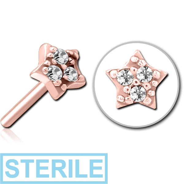 STERILE ROSE GOLD PVD COATED SURGICAL STEEL JEWELLED THREADLESS ATTACHMENT - STAR PRONGS