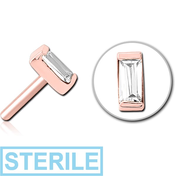 STERILE ROSE GOLD PVD COATED SURGICAL STEEL JEWELLED THREADLESS ATTACHMENT - SQUARE