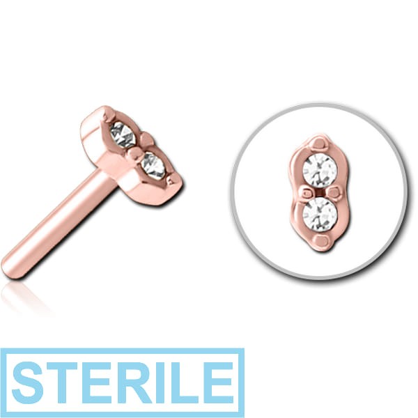 STERILE ROSE GOLD PVD COATED SURGICAL STEEL JEWELLED THREADLESS ATTACHMENT - TWO GEMS EYES