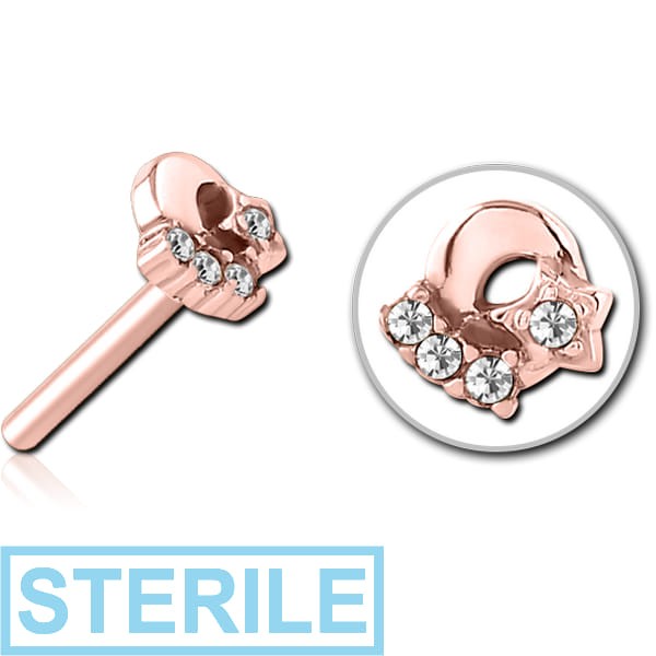 STERILE ROSE GOLD PVD COATED SURGICAL STEEL JEWELLED THREADLESS ATTACHMENT - PLAIN MOON AND STARS