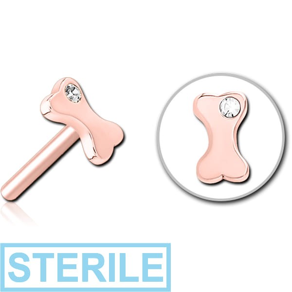 STERILE ROSE GOLD PVD COATED SURGICAL STEEL JEWELLED THREADLESS ATTACHMENT - BONE