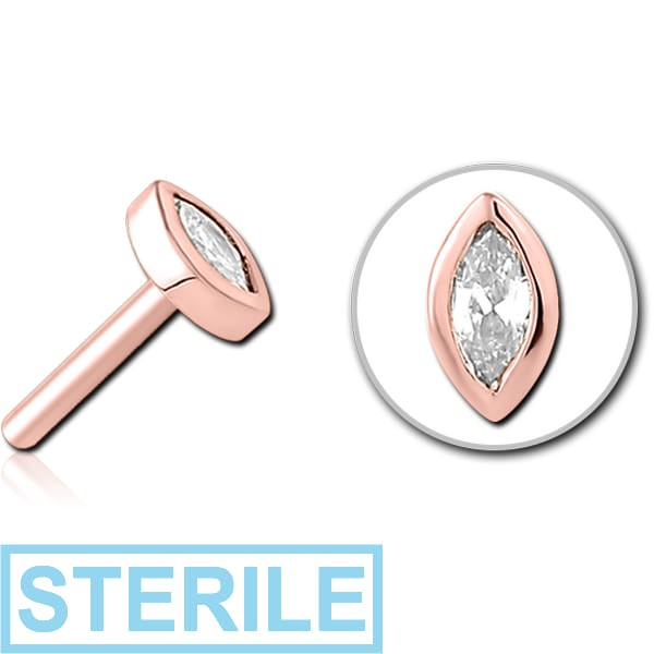 STERILE ROSE GOLD PVD COATED SURGICAL STEEL JEWELLED THREADLESS ATTACHMENT
