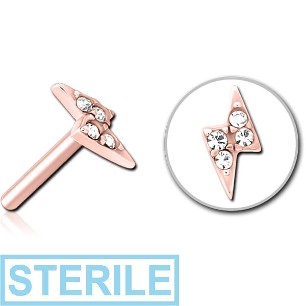 STERILE ROSE GOLD PVD COATED SURGICAL STEEL JEWELLED THREADLESS ATTACHMENT - THUNDER