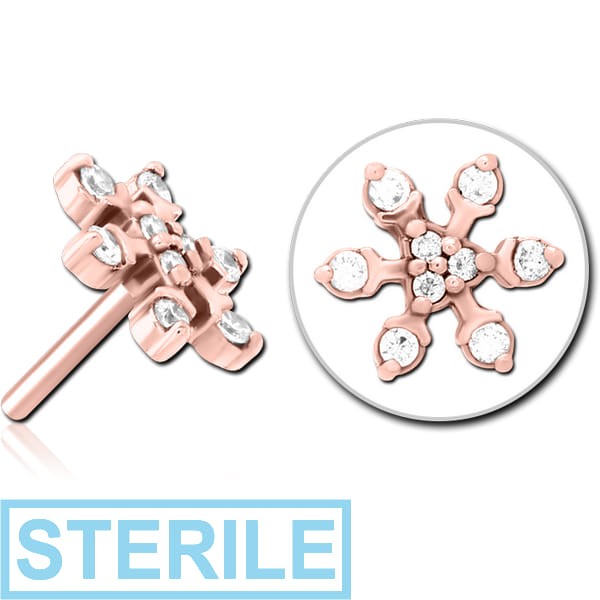 STERILE ROSE GOLD PVD COATED SURGICAL STEEL JEWELLED THREADLESS ATTACHMENT - SNOWFLAKE