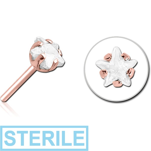 STERILE ROSE GOLD PVD COATED SURGICAL STEEL JEWELLED THREADLESS ATTACHMENT - STAR