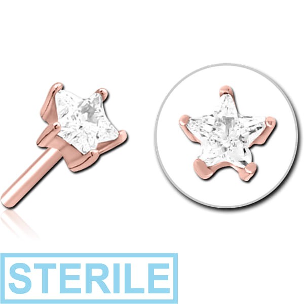STERILE ROSE GOLD PVD COATED SURGICAL STEEL JEWELLED THREADLESS ATTACHMENT - STAR