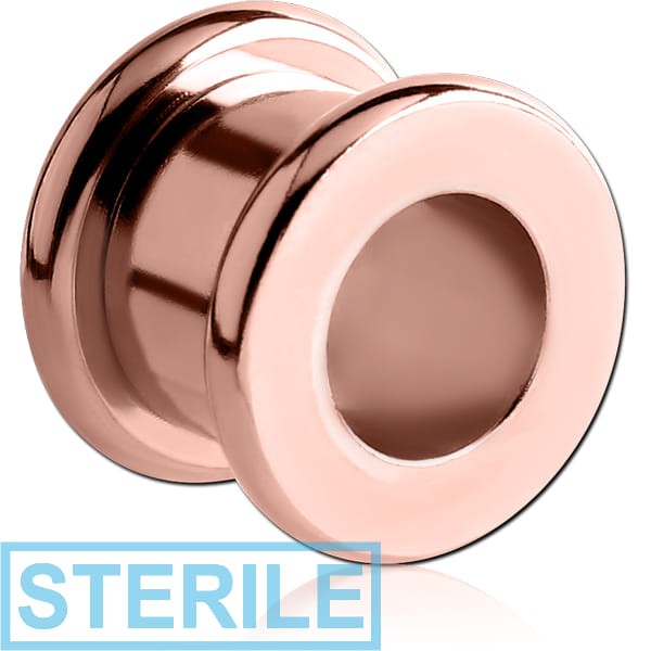 STERILE ROSE GOLD PVD COATED STAINLESS STEEL ROUND-EDGE THREADED TUNNEL