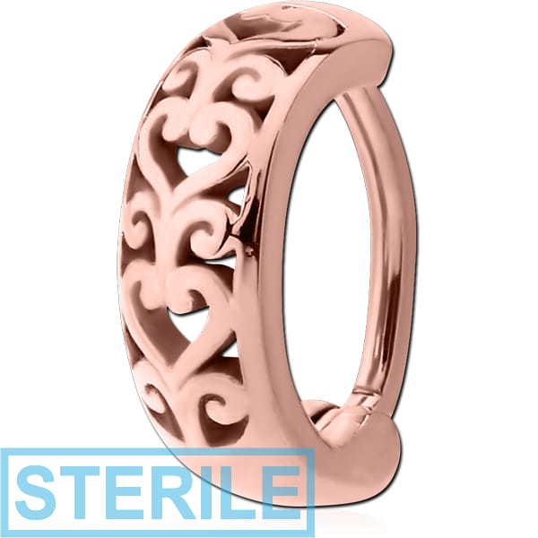 STERILE ROSE GOLD PVD COATED SURGICAL STEEL BELLY CLICKER - FILIGREE