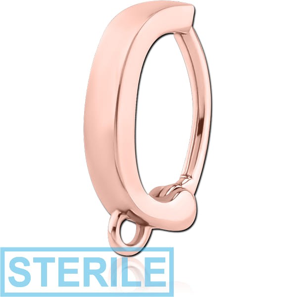 STERILE ROSE GOLD PVD COATED SURGICAL STEEL BELLY CLICKER - WITH HOOP