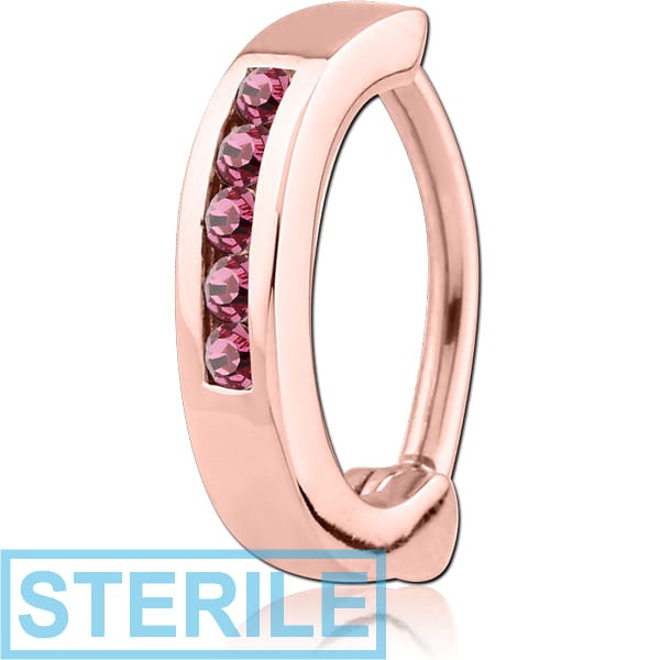 STERILE ROSE GOLD PVD COATED SURGICAL STEEL JEWELLED BELLY CLICKER - FIVE GEMS