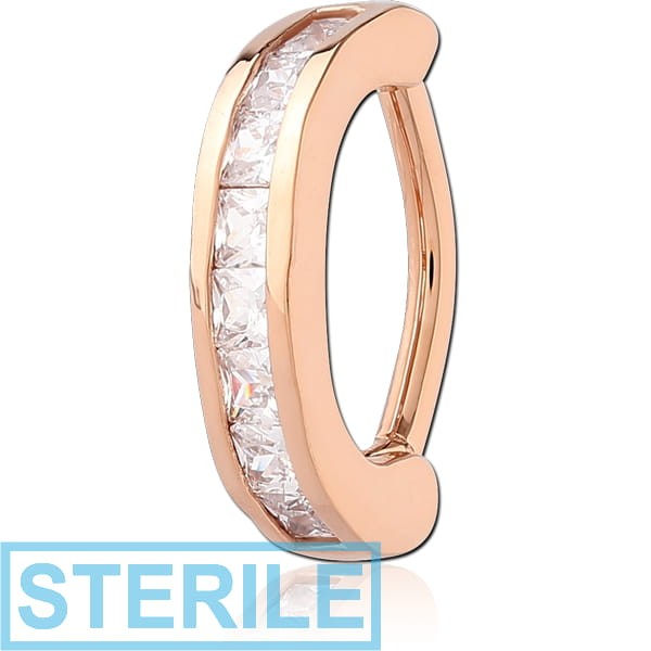 STERILE ROSE GOLD PVD COATED SURGICAL STEEL CRYSTALINE JEWELLED BELLY CLICKER