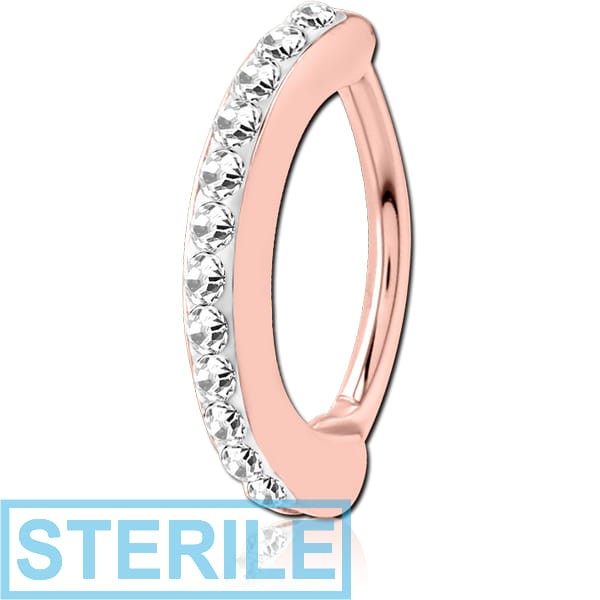 STERILE ROSE GOLD PVD COATED SURGICAL STEEL CRYSTALINE JEWELLED BELLY CLICKER