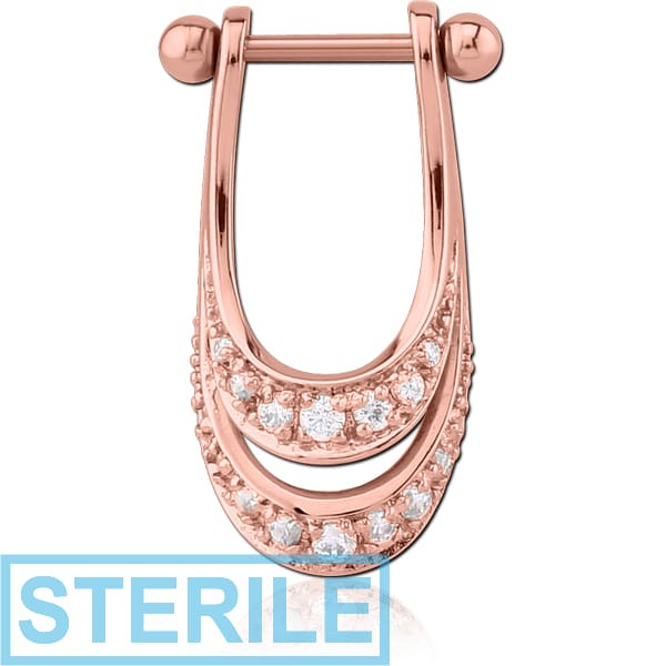 STERILE ROSE GOLD PVD COATED SURGICAL STEEL JEWELLED CARTLAGE SHIELD