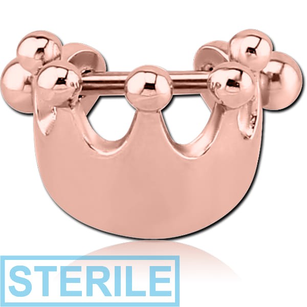 STERILE ROSE GOLD PVD COATED SURGICAL STEEL CARTILAGE SHIELD - CROWN