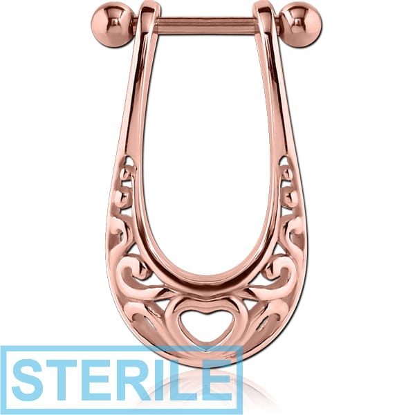 STERILE ROSE GOLD PVD COATED SURGICAL STEEL CARTILAGE SHIELD - HEART