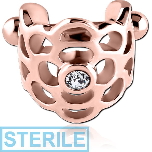 STERILE ROSE GOLD PVD COATED SURGICAL STEEL JEWELLED CARTILAGE SHIELD