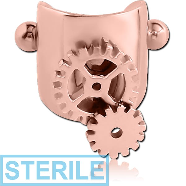 STERILE ROSE GOLD PVD COATED SURGICAL STEEL CARTILAGE SHIELD - STEAMPUNK