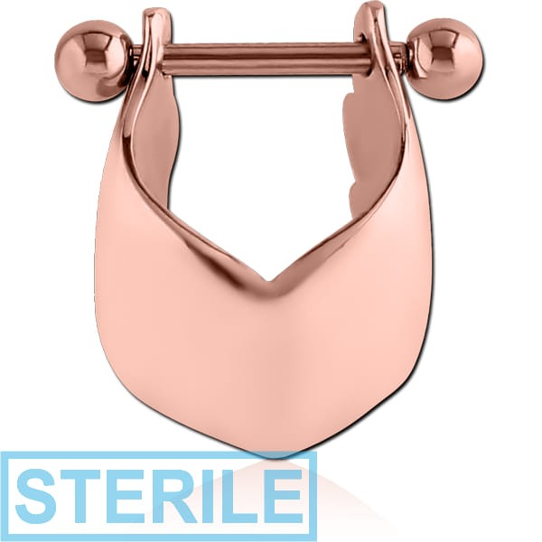 STERILE ROSE GOLD PVD COATED SURGICAL STEEL CARTILAGE SHIELD - V