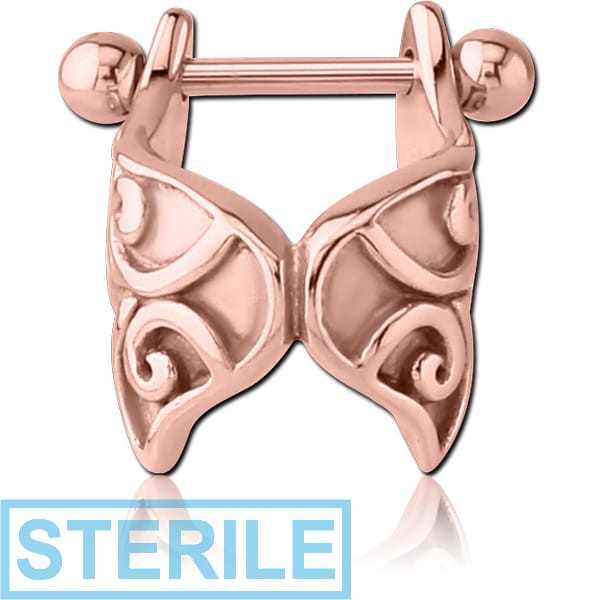 STERILE ROSE GOLD PVD COATED SURGICAL STEEL CARTILAGE SHIELD - WINGS