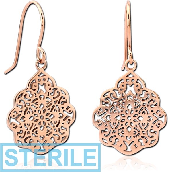 STERILE ROSE GOLD PVD COATED SURGICAL STEEL EARRINGS - BALI